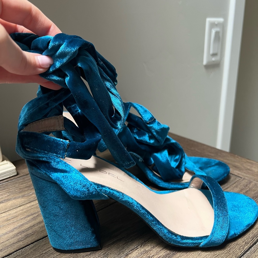 C Label Teal Velvet Women's Heels